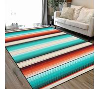 Navajo White Turquoise Orange Mexican Blanket Serape Stripes Seamless Area Rugs Living Room Large 160x230 cm Washable Vintage Soft Rug Modern Non Slip Floor Carpet Mat for Bedroom Kitchen Dining Room