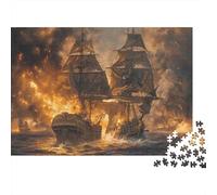 Naval Battle Scene_1 1000 Pieces Jigsaw Puzzle for Couples Fun Present Home Activity Logic Skill Puzzle Premium Cardboard 52x38cm/1000pcs
