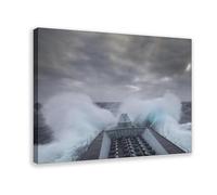 Naval Frigate on Stormy Seas Poster Canvas Poster Bedroom Decor Landscape Decor Gift 16x24inch(40x60cm)
