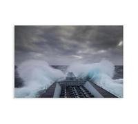 Naval Frigate on Stormy Seas Poster Canvas Poster Wall Art Print Picture Paintings 20x30inch(50x75cm)