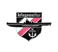 Naval Kriegsmarine Submarine Enamel Pin - 3.8cm x 2.5cm Shield and Anchor Badge with Black and Red Detailing - Military Style Lapel Pin for Clothes, Hats, Backpacks, Collectors, and Gifts