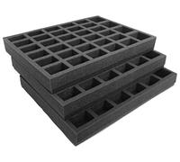 Navara Replacement Tray Set for Gamesworkshop Classic plastic figure case. 102 troops on 32mm bases. Ideal for 9 squads of 10 troops 50mm tall, plus 12 HQ