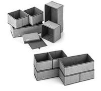 Navaris 12 Pcs Fabric Drawer Organisers - Set of 12 Wardrobe Organiser Storage Boxes Foldable Storage Cubes for Clothes, Socks, Underwear - Grey