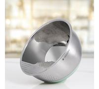 Navaris 22cm Stainless Steel Colander - Tiltable Sieve w/Front Strainer, Non-Slip Silicone Base - Metal Fruit Washer - Sieves and Strainers for Rice, Pasta, Food - Mint Green