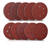 Navaris 50 pcs Sanding Sheets - Assorted P40, 60, 80, 100, 120 to 400 Grit Sand Paper for Wood Metal - Hook and Loop Pads for Orbital Sander - 150mm