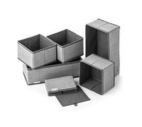 Navaris 6 Pcs Fabric Drawer Organisers - Set of 6 Wardrobe Organiser Storage Boxes Foldable Storage Cubes for Clothes, Socks, Underwear - Grey
