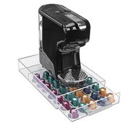 Navaris Acrylic Coffee Pod Holder - Transparent Coffee Capsule Storage - Easy-to-Use Coffee Pods Organiser, Machine Stand & Space Saver - Coffee Station Pod Holders