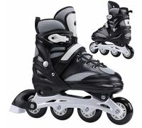 Navaris Adjustable Roller Skates - Inline Skates for Boys and Girls - Tool Kit Replaceable Brake Easy-Fasten - Rollerskates for UK 5.5-8 (EU 39-42) Grey