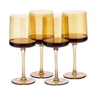 Navaris Amber Tinted Wine Glasses - Set of 4 - Coloured Wine Glasses with Stems - Stylish Design Glassware for Serving Wine, Cocktails, Dessert