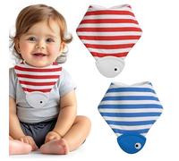 Navaris Baby Bibs with Teether - Soft, Colourful Bandana Bib Set with Teething Corner - For Babies 0-6 Months and 6-12 Months - Set of 2