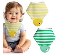 Navaris Baby Bibs with Teether - Soft, Colourful Bandana Bib Set with Teething Corner - For Babies 0-6 Months and Baby Bibs 6-12 Months - Set of 2