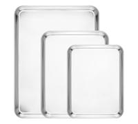 Navaris Baking Pan Breading Trays - Stainless Steel Oven Tray - Chip Trays Cookie Sheets for Oven Roasting Baking Cooling - Sheet Set of 3 40/31/26cm (15.7"/12.2"/10.2")