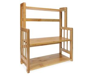 Navaris Bamboo Spice Rack - Wooden Shelf for Storing Spices, Oil, Jars, Bottles in Kitchen - Free Standing 3 Tier Shelf for Countertop, Worktop, Units