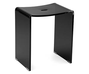 Navaris Black Acrylic Shower Stool - Waterproof Transparent Chair for Bathroom Kitchen Bedroom - Backless See-Through Modern Seat for Wet or Dry Use