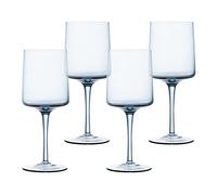 Navaris Blue Tinted Wine Glasses - Set of 4 - Coloured Wine Glasses with Stems - Stylish Design Glassware for Serving Wine, Cocktails, Dessert