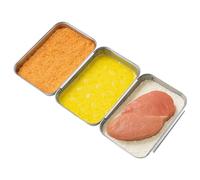 Navaris Breading Trays Set - 3 Stainless Steel Pans for Preparing Bread Crumb Dishes, Panko, Schnitzel, Breadcrumb Coating Fish and Marinating Meat