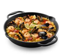 Navaris Cast Iron Skillet - 30cm Pre-Seasoned Frying Pan with Double Handles, for Oven, Stovetop, Grill & Campfire, Induction Ready, Pouring Lips, Non-Toxic, Heavy-Duty Cookware