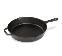 Navaris Cast Iron Skillet - 30cm Pre-Seasoned Frying Pan with Helper Handle, for Oven, Stovetop, Grill & Campfire, Induction Ready, Pouring Lips, Non-Toxic, Heavy-Duty Cookware