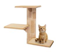 Navaris Cat Accessories Wall - Mounted Cat Tree with 3 Platforms - Cat Climbing Trees for Indoor Cats - Solid Wood with Sisal Mats, Cat Shelves and Tree Bed - Stylish Cat Furniture