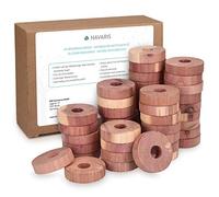 Navaris Cedar Wood Moth Repellent Hangers - Set of 45 Natural Cedarwood Anti Clothes Moth Rings - Pack of Wardrobe, Drawer, Storage Freshener Blocks