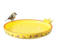 Navaris Ceramic Bird Bath, Yellow - Spacious 25cm Diameter - Free Standing Bird Baths for the Garden - Frost Resistant Outdoor Garden Bowl - Birdbath for Various Bird Species