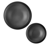 Navaris Chunky Dinner Plate 2-Piece Set - Charcoal Black Non-Toxic Porcelain - Deep Salad Bowl & Dessert Plate - Microwave and Dishwasher Safe - 16.5cm (6.5") and 21.5cm (8.5")