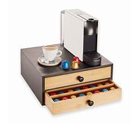 Navaris Coffee Capsule Holder with 2 Drawers - Bamboo Coffee Pod Storage Compatible with OriginalLine - Capsules and Pods Drawer Organiser Container Box