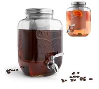 Navaris Cold Brew Coffee Maker - 4L Iced Coffee Maker with Stainless Steel Leakproof Tap & Mesh Filter, Glass Drink Dispenser, Beverage Dispenser for Parties, Lemonade, Cocktails