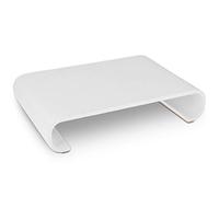 Navaris Computer Monitor Wood Stand - Universal Desk Monitor Holder - Desktop Dock Wooden Mount Display Riser for PC TV Laptop - Oak in White