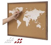 Navaris Cork World Map Pinboard Wood Frame - Cork Board World Map Poster - Large Travel Map with Pins - Cork Boards for Walls Bedrooms Offices - Map of the World Wall Art Pin Board