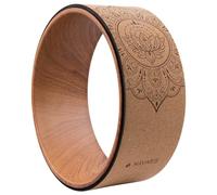 Navaris Cork Yoga Wheel - Enhances Flexibility & Pose Deepening - Ideal Yoga Accessories for Stretching, Pilates- Lightweight, Durable Exercise Equipment for Home Use - Wood