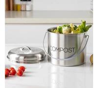 Navaris Counter Top Compost Bin - Odour Blocking 3L (3.17 qts) Indoor Food Waste Caddy - Includes 3 Activated Carbon Filters - Small Composter Bins with Handle for Kitchen