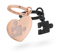 Navaris Couples Keyring - 2-Part Love Heart & Jigsaw Puzzle Keyrings Pair - Key Ring Set for Partners Lovers Girlfriend Boyfriend Wife Husband