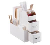 Navaris Cream Coffee Station Organizer - Tea & Coffee Organizer with Storage Compartments - Ideal for Bar, Cart, Countertop, Kitchen, Office