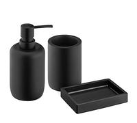 Navaris Decorative Bathroom Accessories Set - 3-Piece Bath Accessory Kit with Toothbrush Holder/Liquid Soap Dispenser/Soap Dish Tray - Polyresin