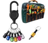 Navaris Drill Bit Holder Set with Retractable Carabiner - for All 1/4" Shank Power Tools - Easy One-Handed Operation - Impact Driver Screwdriver Hex Bits Extension