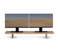 Navaris Dual Monitor Stand Riser - Real Wood Double Width Desk Shelf for Holding 2 Computer Screens - 42.9" Wide x 9.1" Deep x 4.7" High - Walnut