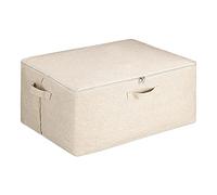 Navaris Fabric Storage Box with Zip Lid - 60x45x25 cm Large Storage Bag with Zipper for Duvet, Clothes, Bed Sheets, Blankets - Linen Look Material Mix