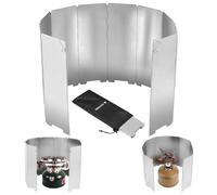 Navaris Foldable Camping Cooking Windshield 10pcs - Portable Camp Gas Stove Kitchen Windbreak - Wind Shield Gadgets - Aluminium Windscreen Guards for Outdoors Picnics & Backpacking