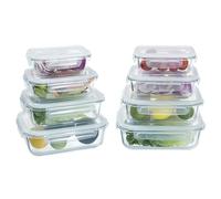 Navaris Glass Food Storage Containers with Lids - Set of 8, Airtight & Lockable - Reusable Meal Prep Containers for Lunch, Leftovers & Picnic - Microwave, Dishwasher & Oven Ready
