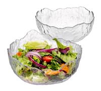 Navaris Glass Salad Bowl Set - Decorative 2-Piece Dish Set (Large, Extra Large) - Perfect for Desserts, Fruit, Punch, and Trifle - Mixing & Serving Bowls for Hot & Cold Food