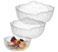 Navaris Glass Salad Bowl Set - Decorative 3-Piece Dish Set (Small, Medium, Large) - Perfect for Desserts, Fruit, Punch, and Trifle - Mixing & Serving Bowls for Hot & Cold Food