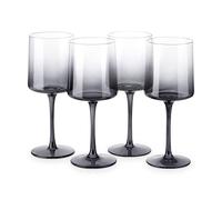Navaris Grey Tinted Wine Glasses - Set of 4 - Coloured Wine Glasses with Stems - Stylish Design Glassware for Serving Wine, Cocktails, Dessert