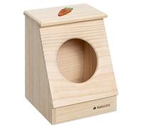 Navaris Hay Feeder for Rabbit - Wood Hay Holder for Small or Medium Rabbits, Bunny, Guinea Pig - Wooden Animal Feed Food Box with Cute Carrot Design