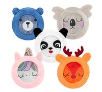 Navaris Hot and Cold Packs for Kids - Set of 5 Reusable Heat and Ice Packs for Children with Soft Fabric - Microwave and Freezer Safe - Animal Design