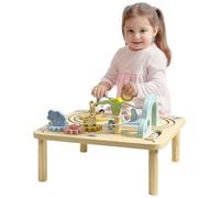 Navaris Kids Wooden Activity Table - Learning Centre Tables for Toddlers Age 2 to 5 - Stand Up Table with Built-In Toddler Entertainment and Enrichment Games