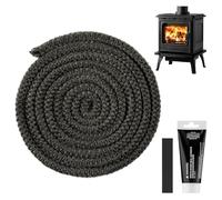 Navaris Log Burner Rope Seal - Stove Sealing Cord - Replacement Sealer For Smoker Fire Log Wood Burning - 3 m long (9'10") - 14 mm (9/16") Diameter - with Adhesive Glue & End Tape