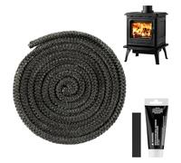 Navaris Log Burner Rope Seal - Stove Sealing Cord - Replacement Sealer for Smoker Fire Log Wood Burning - 3 m Long (9'10") - 12 mm (1/2") Diameter - with Adhesive Glue and End Tape