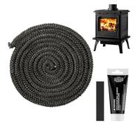 Navaris Log Burner Rope Seal - Stove Sealing Cord - Replacement Sealer for Smoker Fire Log Wood Burning - 3 m Long (9'10") - 10 mm (3/8") Diameter - with Adhesive Glue and End Tape