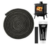Navaris Log Burner Rope Seal - Stove Sealing Cord - Replacement Sealer For Smoker Fire Log Wood Burning - 3 m long (9'10") - 8 mm (1/4") Diameter - with Adhesive Glue and End Tape